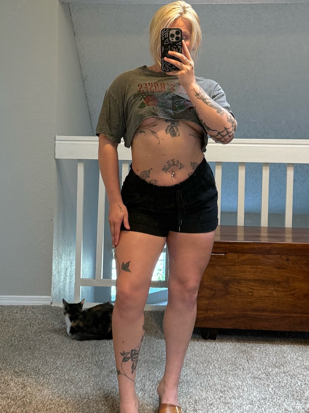 black shorts